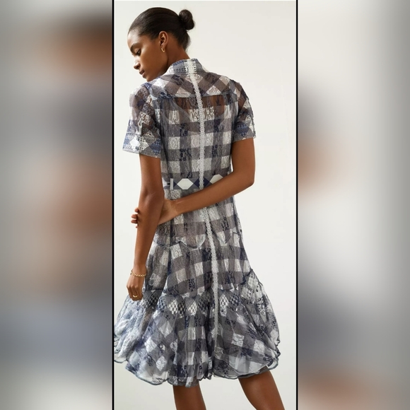 Anthropologie X In Earnest Gingham Lace Dress - Picture 10 of 11